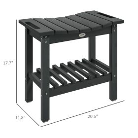 HDPE Shower Bench, Waterproof Shower Stool With Handle, Storage Shelf, Non-Slip Pads For Indoor Outdoor, Black