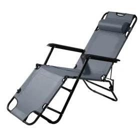 Portable Dual Purposes Extendable Folding Reclining Chair Grey