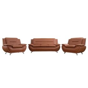 Pickup Only--Bright Bronze Faux Leather 3-Piece Couch Living Room Sofa