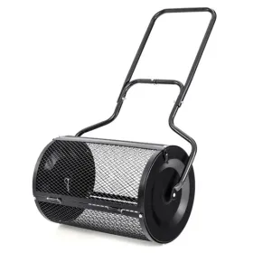 24-Inch Metal Mesh Compost Spreader With 2.7 Cu.ft Large Capacity, Heavy-Duty Rustproof Lawn Spreader For Peat Moss/Topsoil/Sand