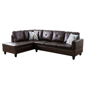 Pickup Only--Brown Faux Leather 3-Piece Couch Living Room Sofa Set (Option: F09823A2PCS  S.C)
