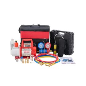 110V 1-3 4CFM Vacuum Kit With R134a Manifold Gauge & Leak Detector (Option: red)