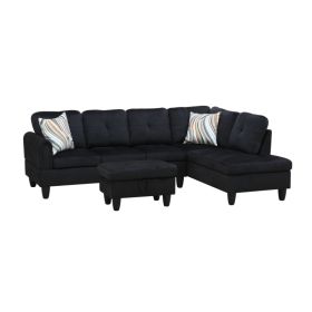 Only Self Pickup--Black Flannel Living Room Sofa Set (Option: F09710B  3PCS   S.C.O)