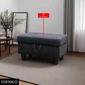 Only Self Pickup--Black Grey Linen Living Room Sofa Set (Option: F09706  O)