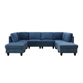 Pickup Only--Blue Flannel 8-Piece Living Room Sofa Set (Option: F44673 8PCS AX4.BX2.CX2)