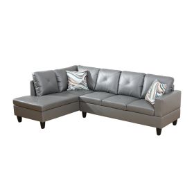 Pickup Only--Dark Grey Faux Leather 3-Piece Couch Living Room Sofa Set (Option: F09825A2PCS S.C)