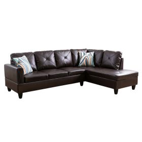 Pickup Only--Brown Faux Leather 3-Piece Couch Living Room Sofa Set (Option: F09823B2PCS  S.C)