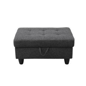 Pickup Only--Black Grey Linen 3-Piece Couch Living Room Sofa Set (Option: F125 O)