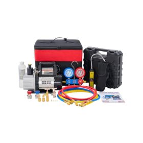 110V 1-3 4CFM Vacuum Kit With R134a Manifold Gauge & Leak Detector (Option: Black)