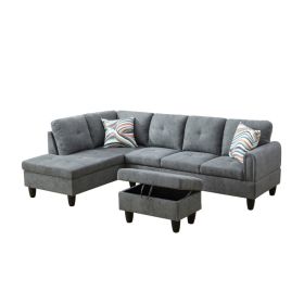 Only Self Pickup--Dark Grey Fluffy Fabric Living Room Sofa Set (Option: F09705A  3PCS S.C.O)