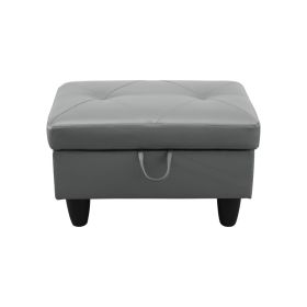 Pickup Only--Dark Grey Faux Leather 3-Piece Couch Living Room Sofa Set (Option: F09825 O)